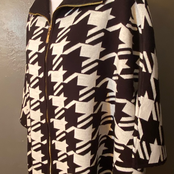 NWT ANN KLIEN Houndstooth Zip Front Cape - Picture 2 of 16